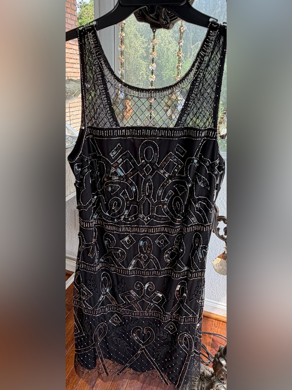 Adrianna Papell Black Beaded Sleeveless Cocktail Dress